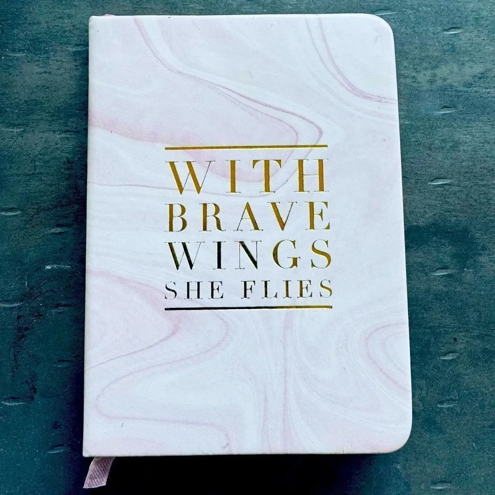 Brave Wings Pink Marbled Leather Journal Notebook